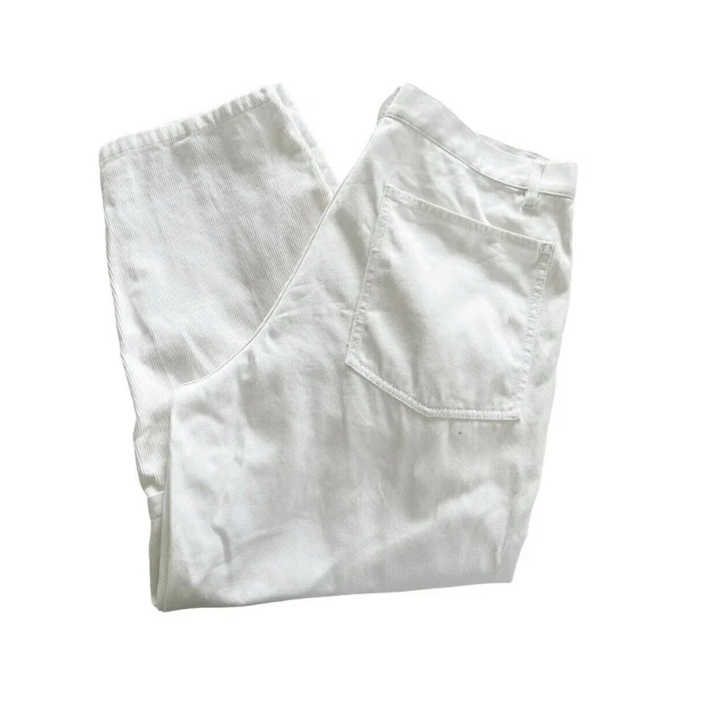 Comme Des Garcons Shirt Men's Sz L White Cotton & Corduroy Pants Torn Knees